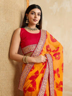 Ai Fashion Yellow Georgette Bandhani Print Party Wear Saree - Distacart