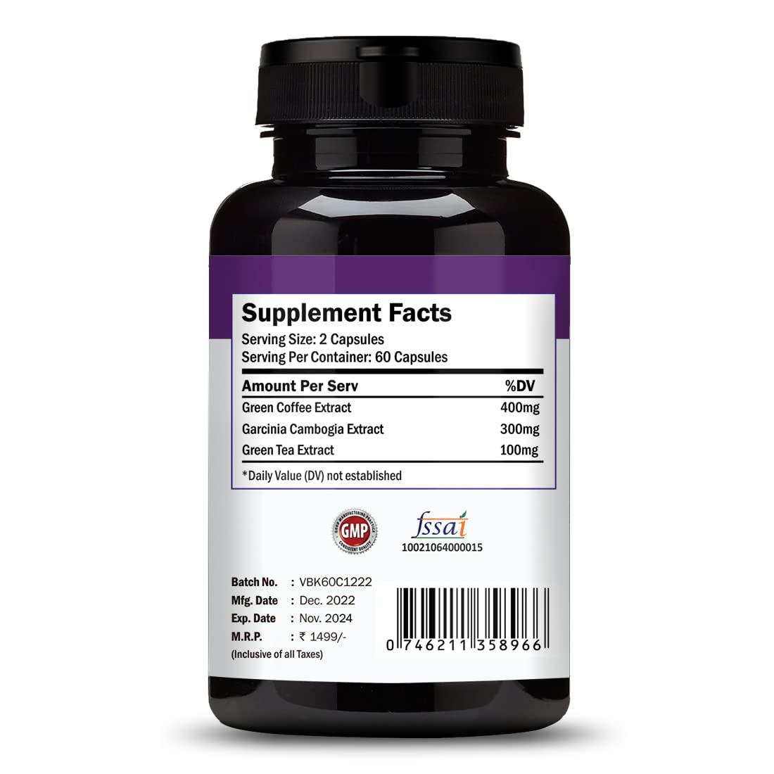 Vokin Biotech Keto Advanced with Green Coffee Extract For Weight Management | Appetite Control Supplement for Men & Women Capsules (Black)