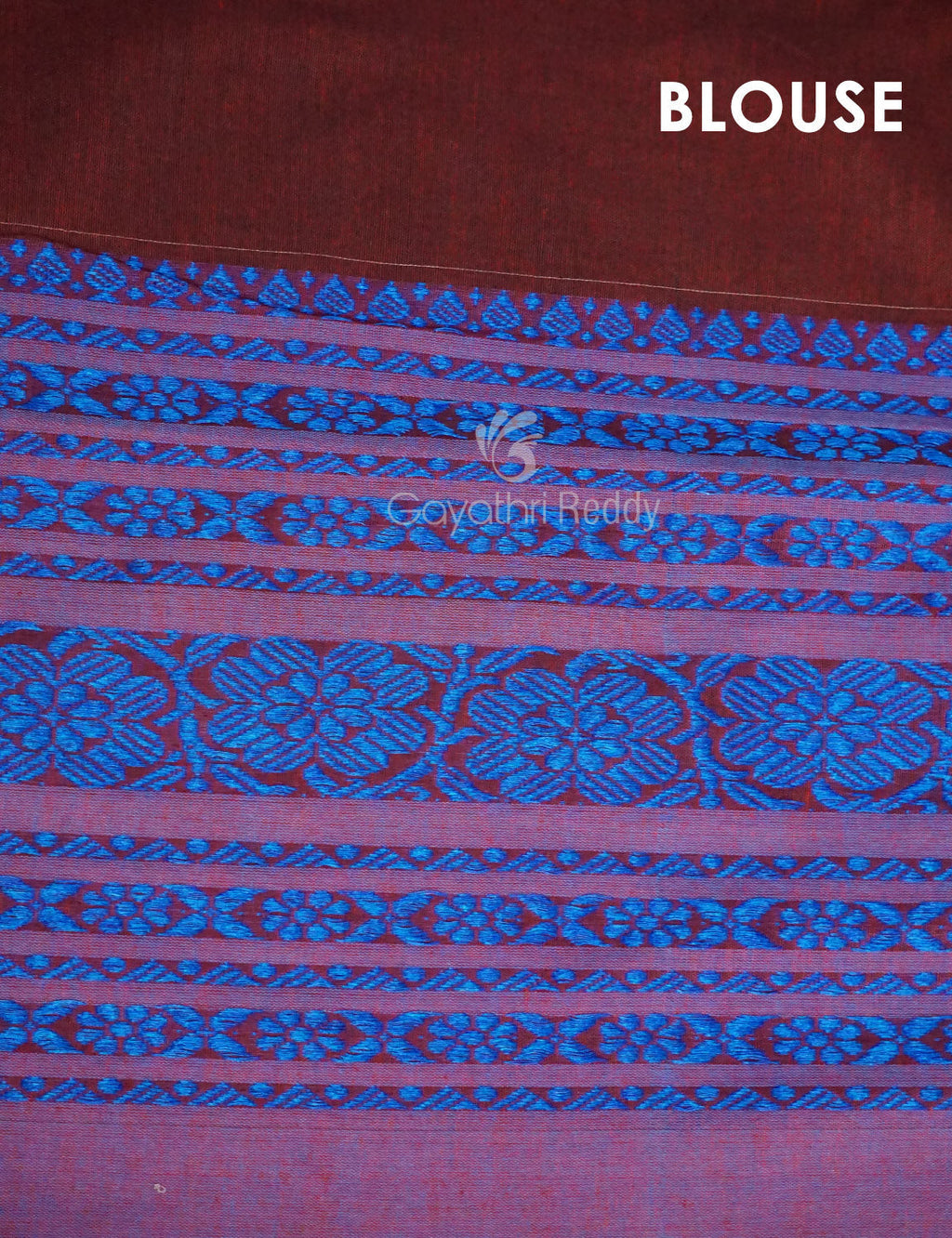 Maroon And Blue Colour Contrast Thread Borders Khadi Cotton Saree By Gayathri Reddy Designer Studio - Distacart