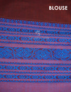 Maroon And Blue Colour Contrast Thread Borders Khadi Cotton Saree By Gayathri Reddy Designer Studio - Distacart