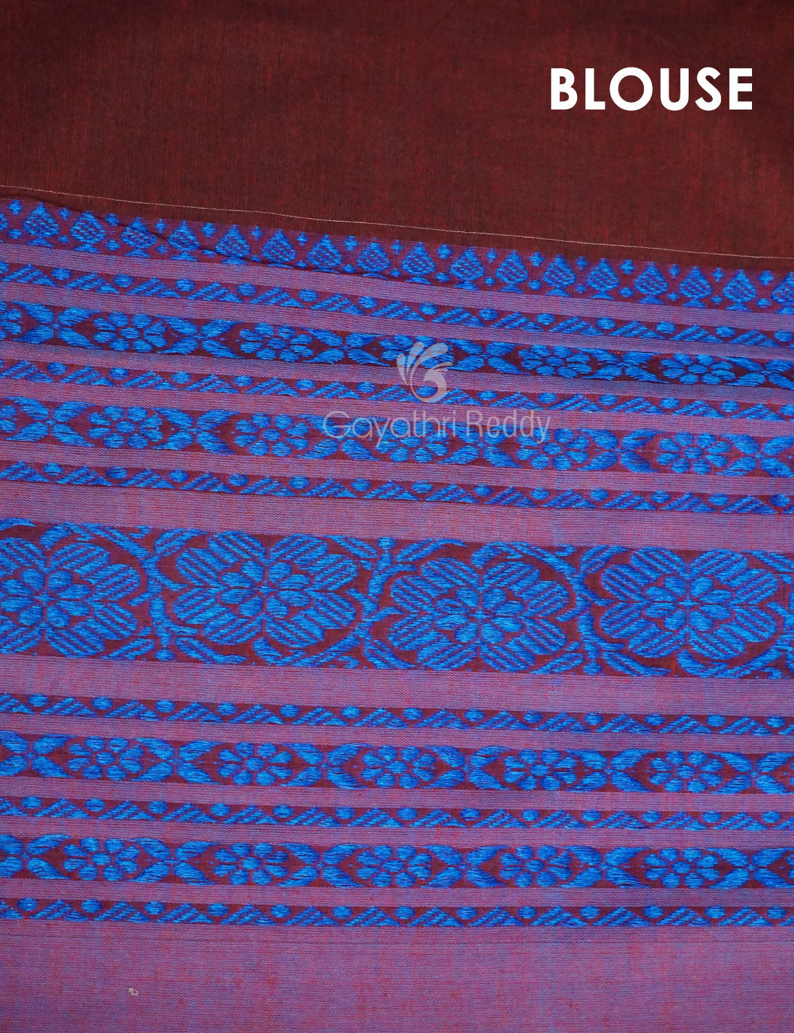 Maroon And Blue Colour Contrast Thread Borders Khadi Cotton Saree By Gayathri Reddy Designer Studio - Distacart