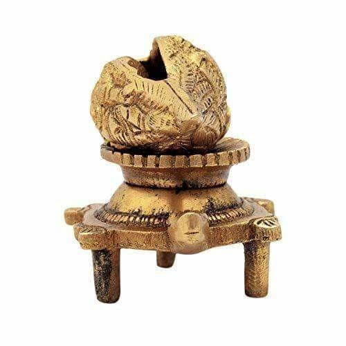 Brass Vishnu Shankh Conch Shell For Puja With Vastu/ Fengshui Tortoise For Home Decor