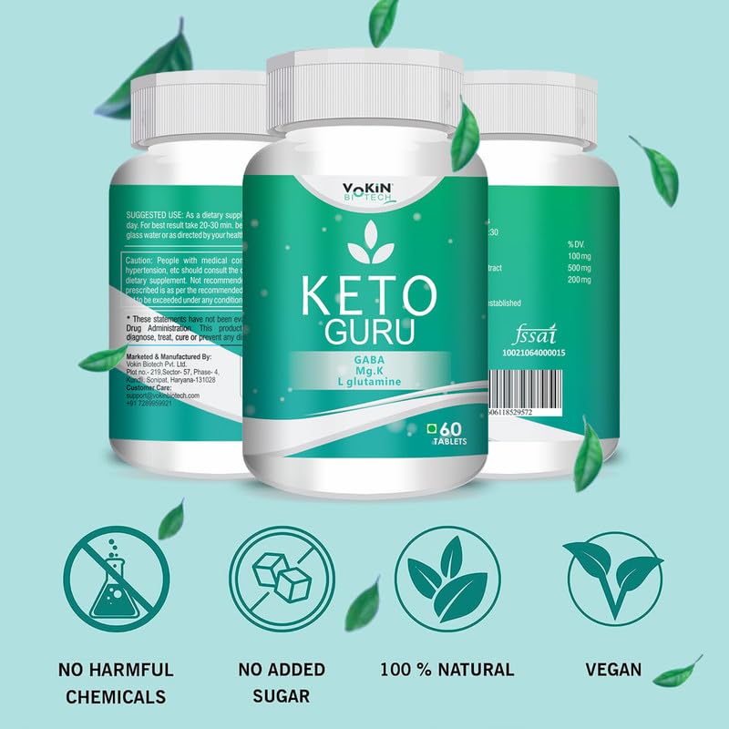 Vokin Biotech Keto Guru 60 Tablets Supplement for Weight Management, Fat Burner, Appetite Suppressant-