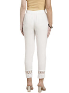 Juniper Women's White Solid Rayon Ankle-Length Slim Fit Pants