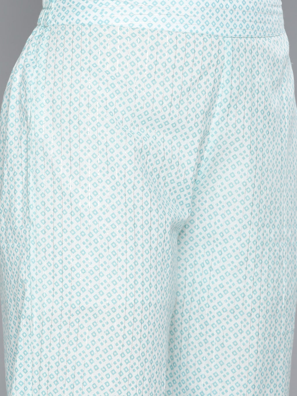 HERE&NOW Women Turquoise Blue Floral Printed Pure Cotton Kurta with Palazzos & With Dupatta