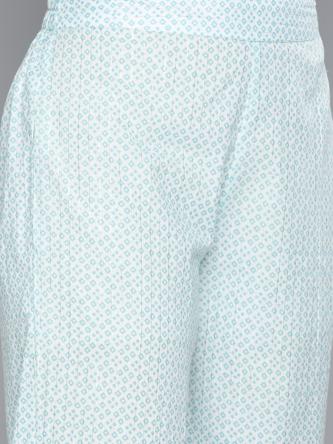 HERE&NOW Women Turquoise Blue Floral Printed Pure Cotton Kurta with Palazzos & With Dupatta