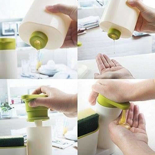 Self Sink Drainer Dishwasher Sanitize Liquid Dispenser and Sponge Holder