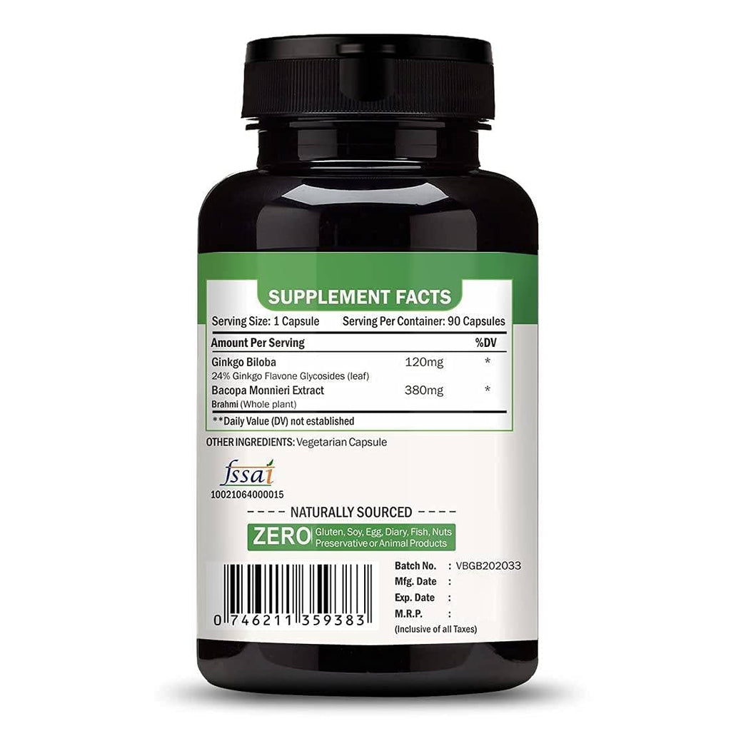 Vokin Biotech Ginkgo Biloba with Brahmi Boosts Concentration & Learning Activities