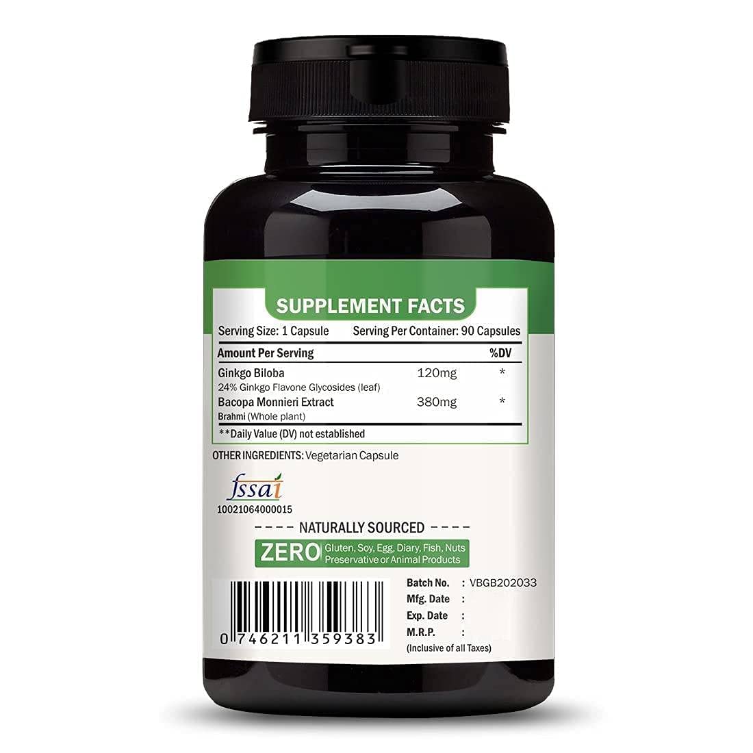 Vokin Biotech Ginkgo Biloba with Brahmi Boosts Concentration & Learning Activities