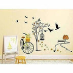 Wall Sticker for Living Room(Ride Through Nature, Ideal Size on Wall : 140 cm x 100 cm),Multicolour