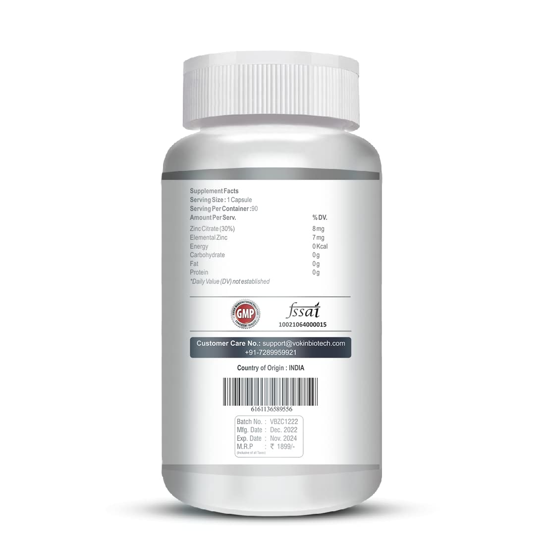 Vokin Biotech Zinc Citrate Supports Healthy Immune system Capsules