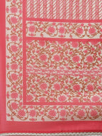 Yufta Women Pink Printed Kurta with Trouser and Dupatta Set