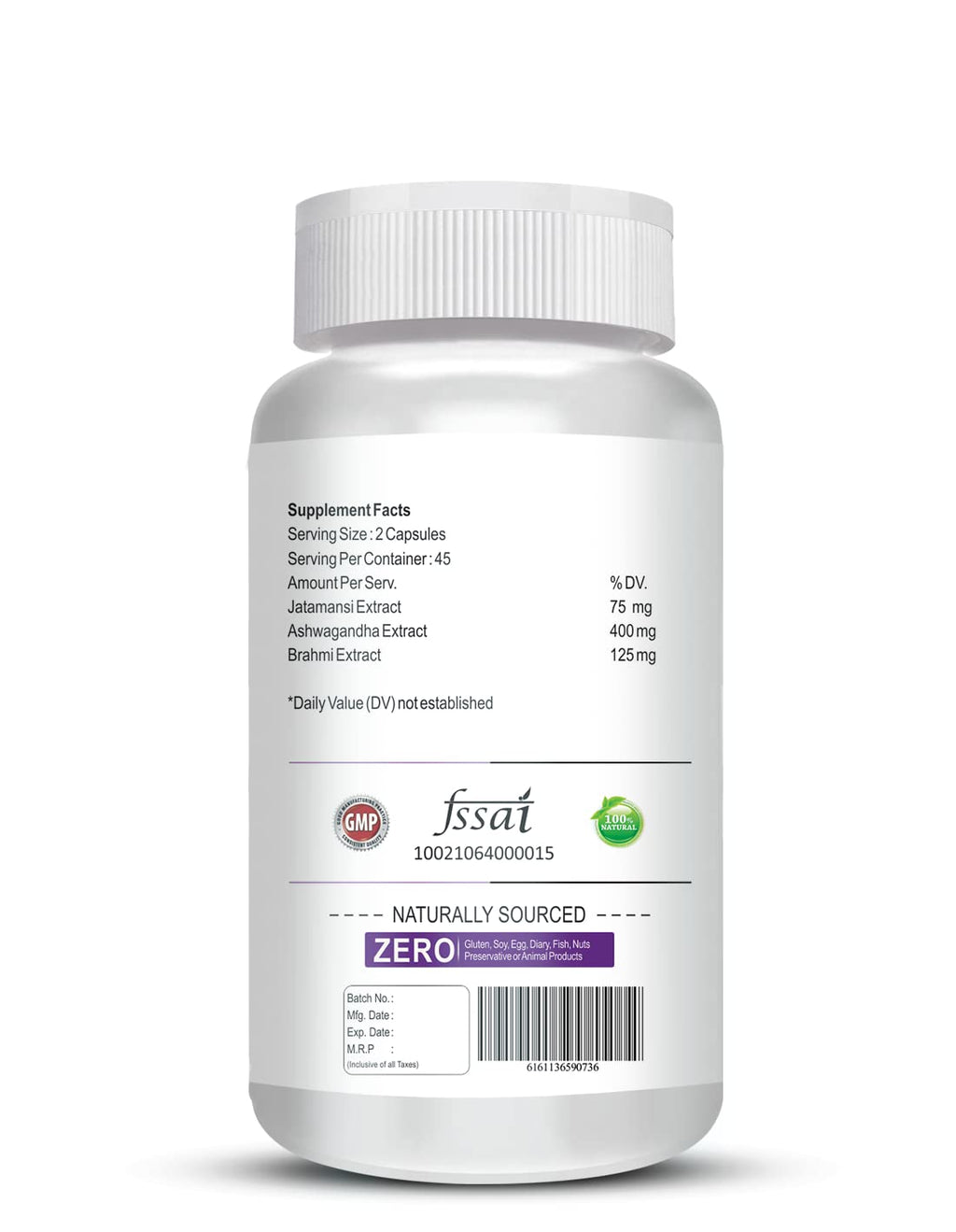 Vokin Biotech Stress Reliever Capsule Support for Stress, Fatigue and Tension (Gold standard Ashwagandha, Brahmi, Jatamansi- General Wellness