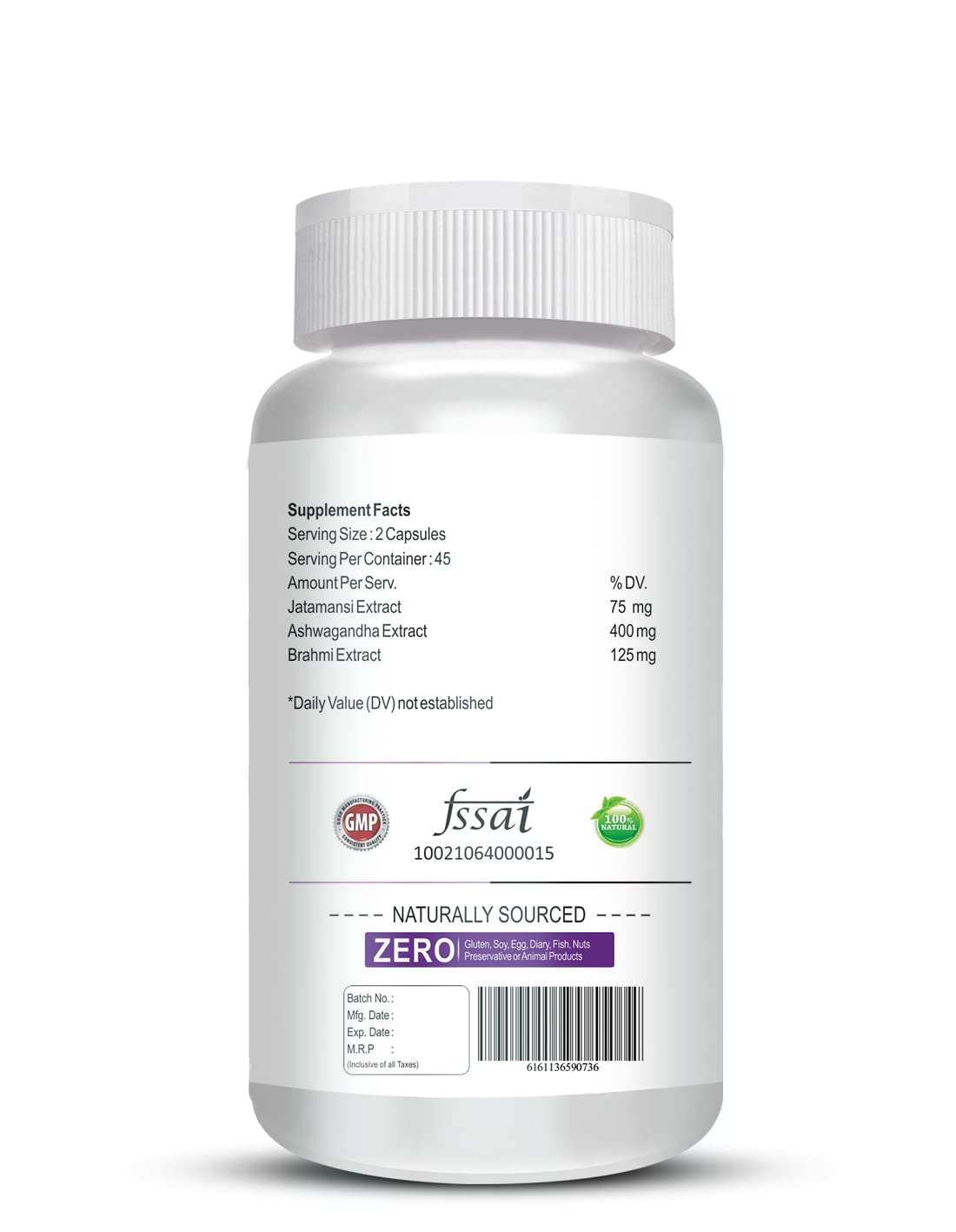 Vokin Biotech Stress Reliever Capsule Support for Stress, Fatigue and Tension (Gold standard Ashwagandha, Brahmi, Jatamansi- General Wellness