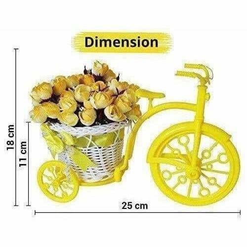 Cycle Shape Plastic Decoration Flower Vase with Peonies Bunch - Distacart