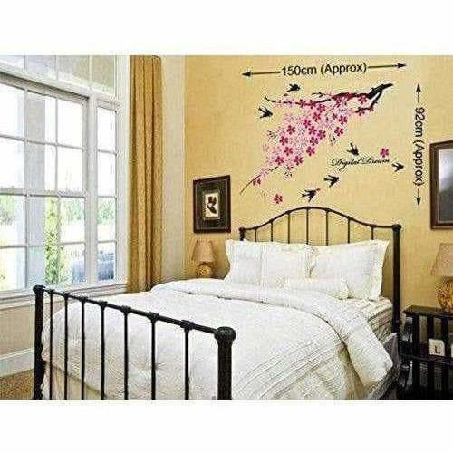 Flower Branch with Birds Wall Sticker - Multi color