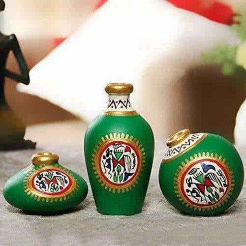 Hand-Painted Home Decorative Miniature Small Pots Set ( Set of 3 Mini Pots)