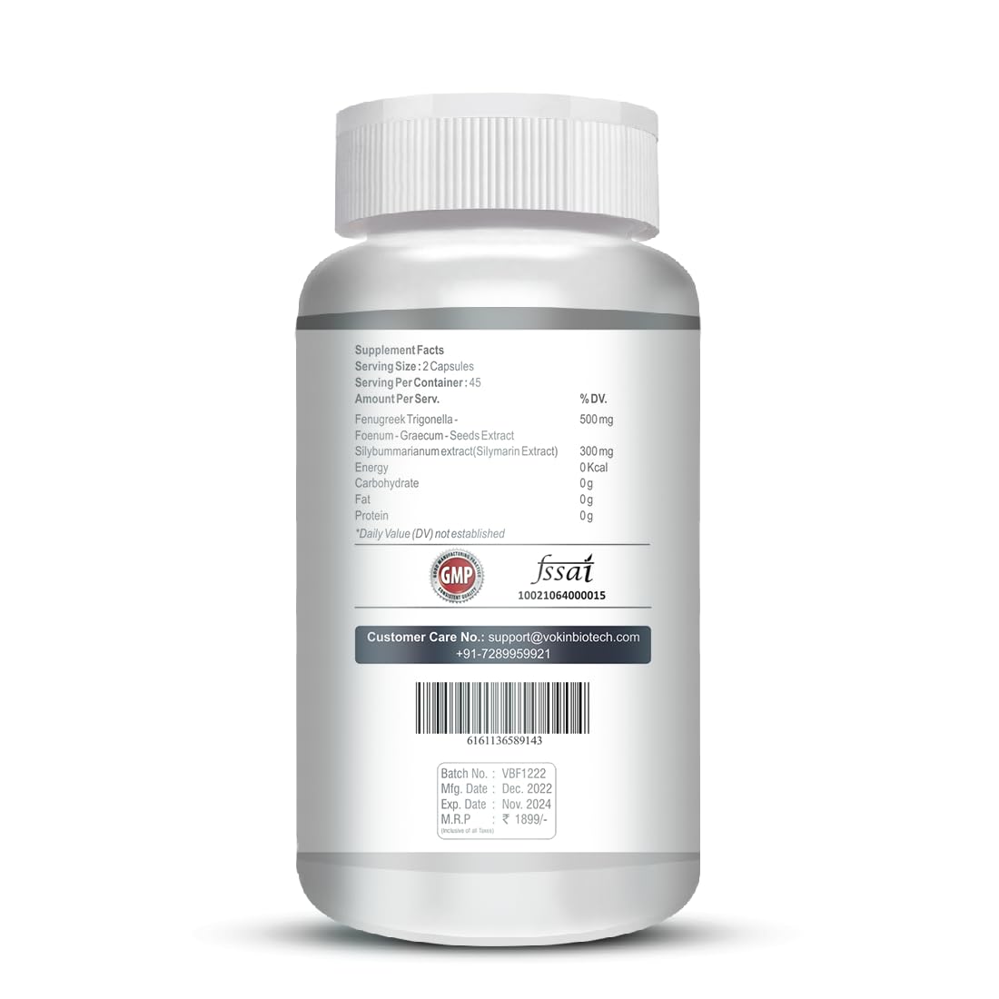 Vokin Biotech Fenugreek Seed Extract Supplement 500mg, Silymarin Extract 300mg Support Healthy Glucose Levels
