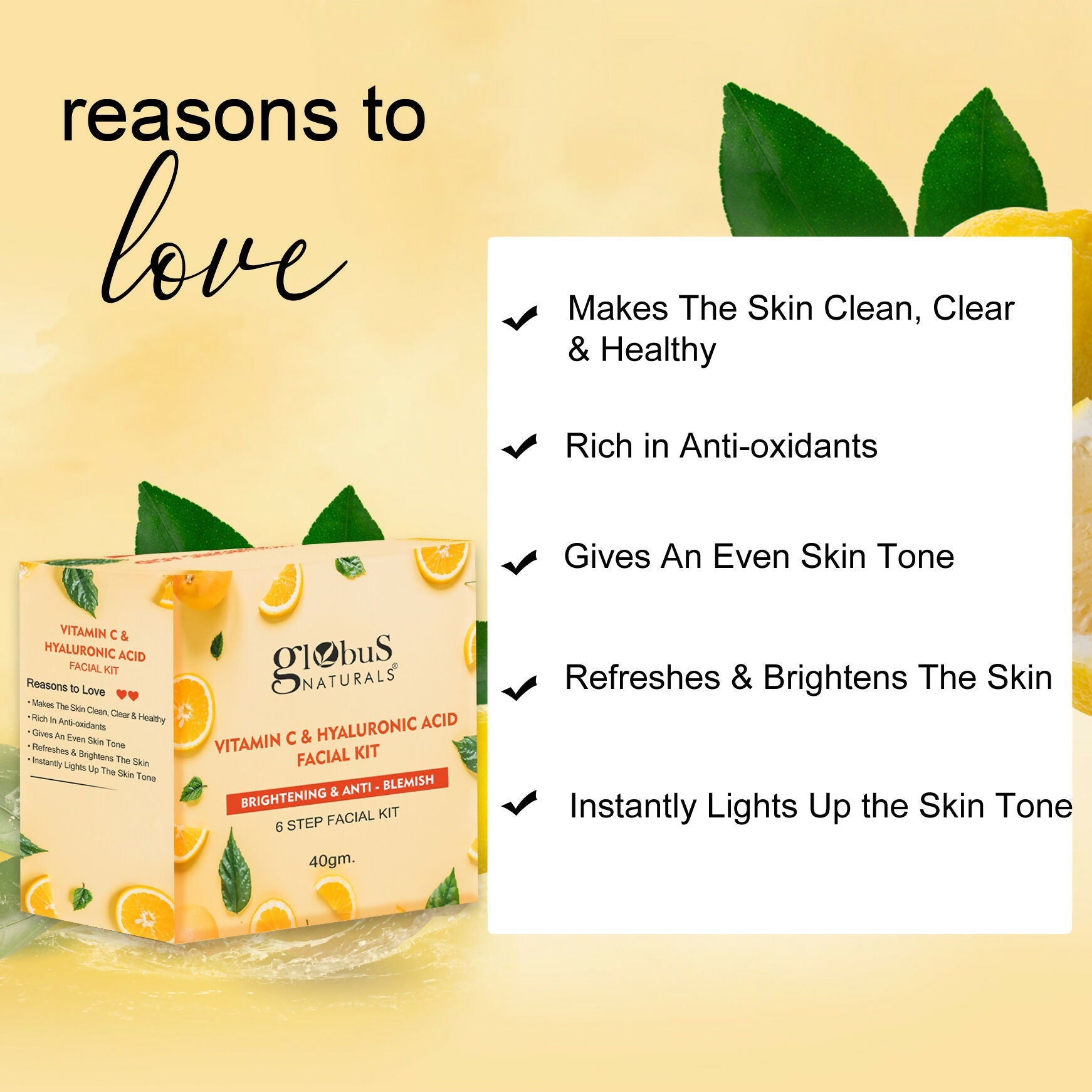 Globus Naturals Vitamin C & Hyaluronic Acid Facial Kit - Distacart