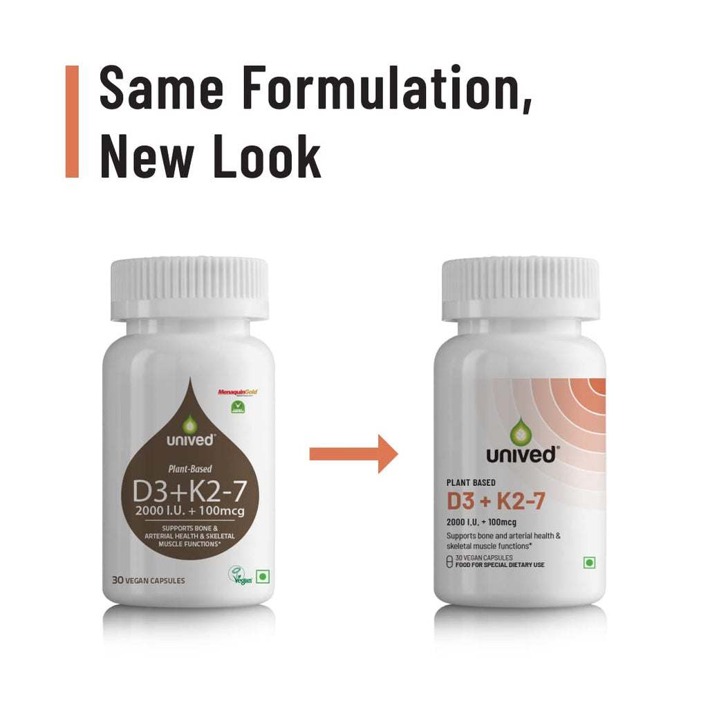 Unived Plant Based D3+K2 -7 Vegan Capsules - Distacart