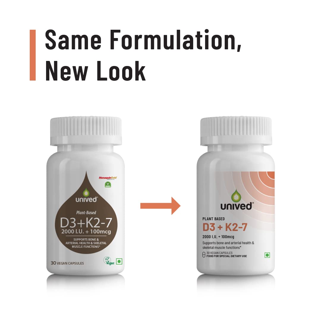 Unived Plant Based D3+K2 -7 Vegan Capsules - Distacart
