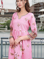 Joban Fashion Pink Position Digital Print With Position Foil Kurta Set - Distacart