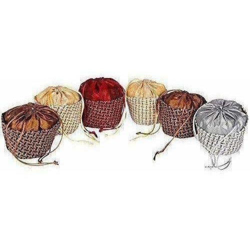 Multicolour Jute Potli Bag - Set of 6 - Distacart