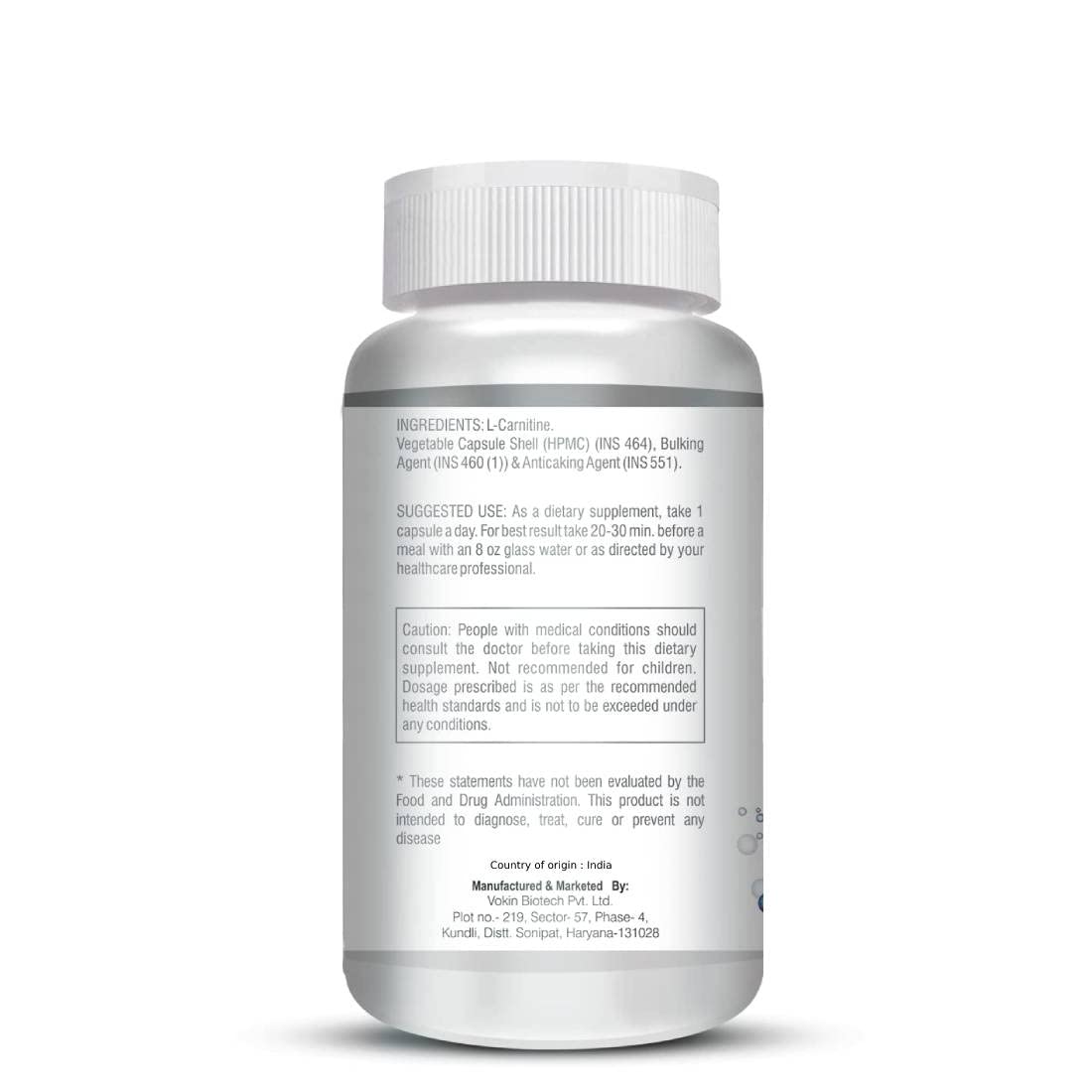 Vokin Biotech L-Carnitine Acetyl (ALCAR)- Support Brain Health- 500 mg