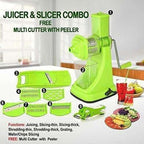 Green Color - Plastic Fruit and Vegetable Juicer Combo Set, 9-Pieces