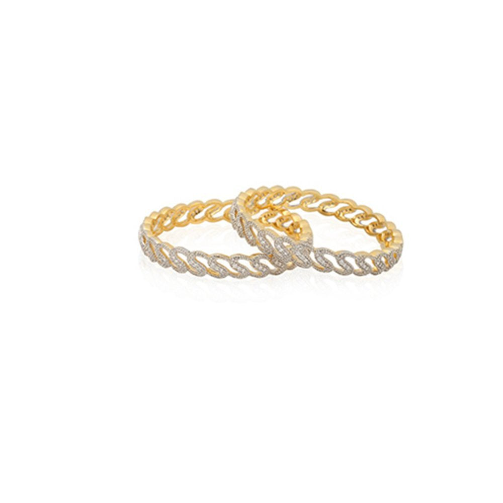 Gold-Plated Alloy Chand Tara American Diamond Studded Bangle Set - The Pari - Distacart