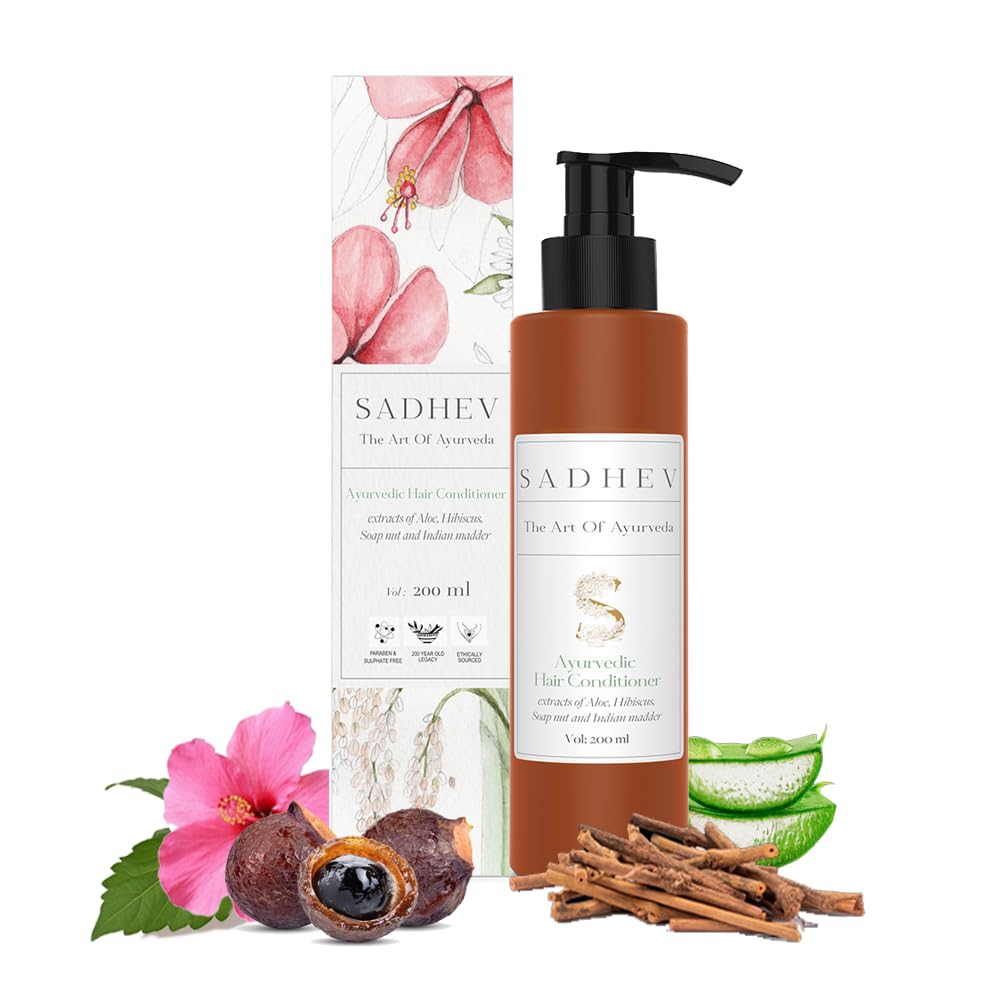 Sadhev Ayurvedic Hair Conditioner With Extracts Of Aloe, Hibiscus, Soap Nut And Indian Maddar For Deep Condition And Nourishment