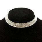 Silver-Toned Alloy Rhinestones Studded Choker Necklace - The Pari