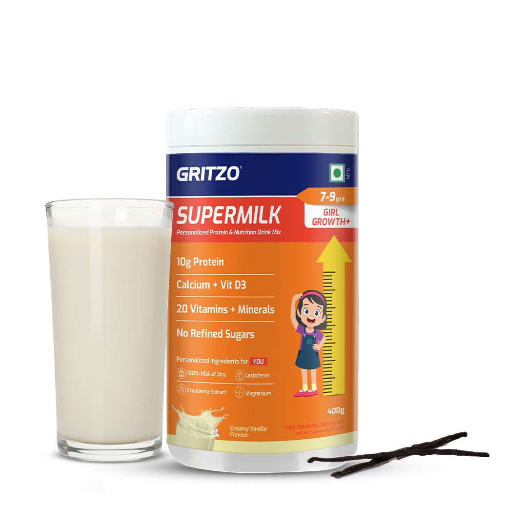 Gritzo SuperMilk Height+ (7-12y Girls), 10g Protein (Creamy Vanilla) - Distacart
