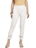 Juniper Women's White Solid Rayon Ankle-Length Slim Fit Pants