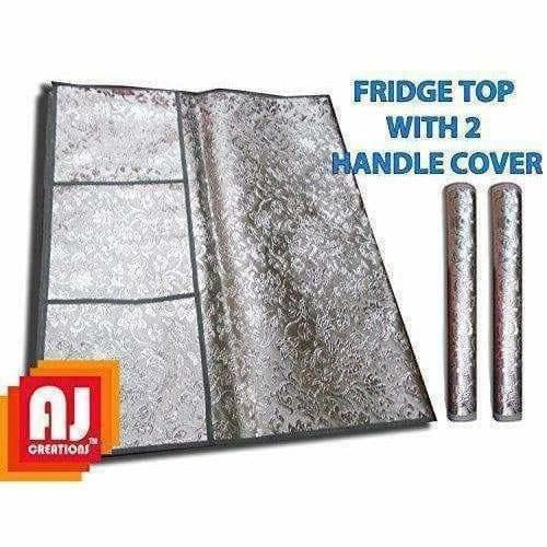 Grey Decorative Fridge Top Cover And 2 Fridge Handle Covers