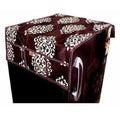 Floral Design Fridge Top Cover with 6 Utility Pockets - Brown Color
