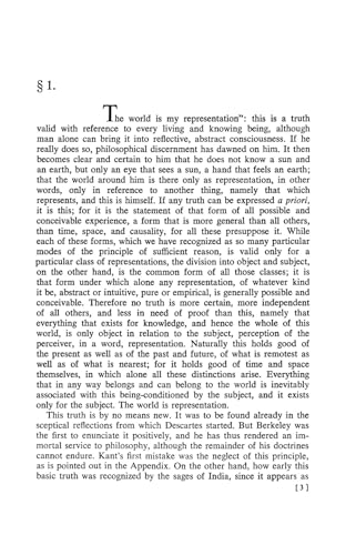 The World as Will and Representation, Vol. 1
