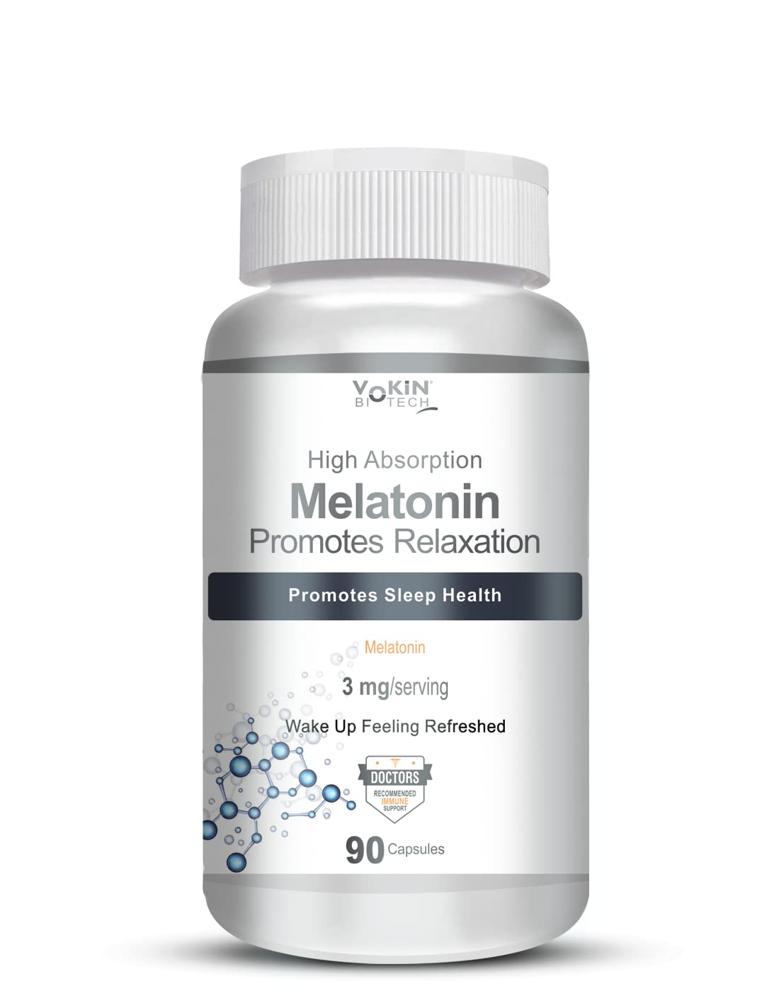 Vokin Biotech Melatonin 3mg Healthy Sleep Cycle | Helps Stress & Anxiety Relief | Improve Concentration