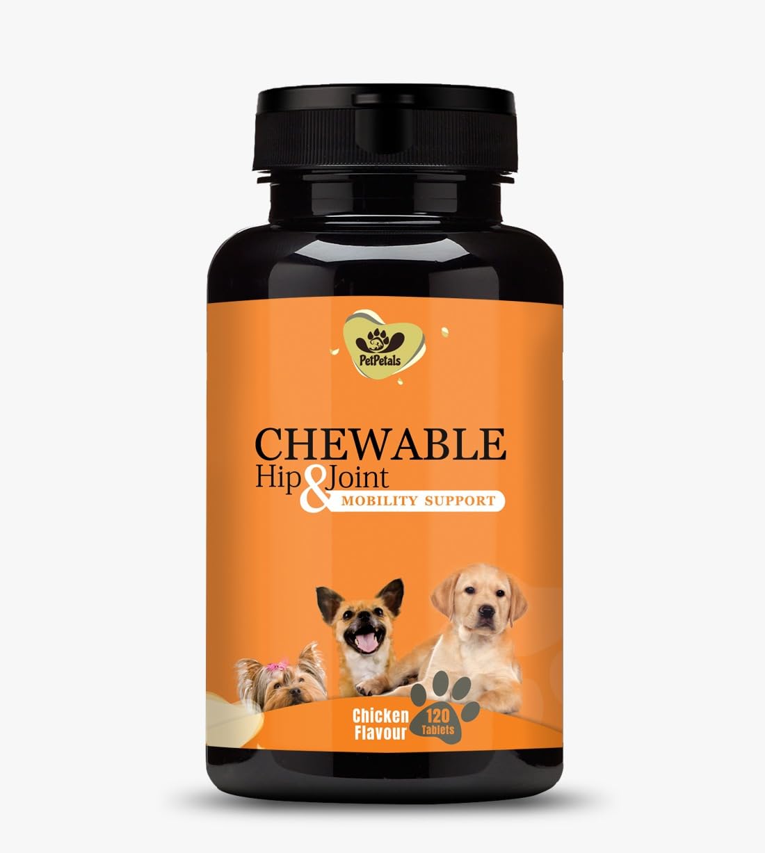 PetPetals Chewable Hip & Joint Chicken Flavor Dog Tablets for Skin & Digestive System Pet Health Supplements
