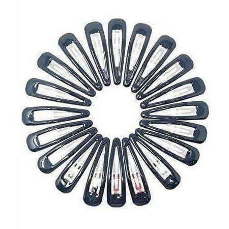 Black Hair Clips - Pack of 20 Tic Tac Everyday Wear Glossy Black Metal