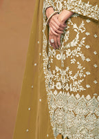 Monjolika Fashion Olive Colour Embroidered Soft Organza Straight Suit With Dupatta - Distacart