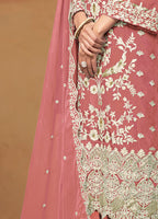Monjolika Fashion Dark Mauve Colour Embroidered Soft Organza Straight Suit With Dupatta - Distacart