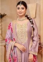 Anaita Light Lavender Vichitra Silk Sequence Embroidered Salwar Suit - Distacart