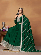 Monjolika Fashion Green Colour Art Silk Designer Anarkali Dress - Distacart