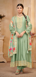 Anaita Light Green Vichitra Silk Sequence Embroidered Salwar Suit - Distacart
