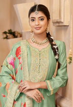 Anaita Light Green Vichitra Silk Sequence Embroidered Salwar Suit - Distacart