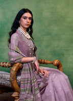 Monjolika Fashion Dark Lilac Colour Cotton Handloom Lightwear Saree For Women