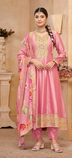 Anaita Light Pink Vichitra Silk Sequence Embroidered Salwar Suit - Distacart