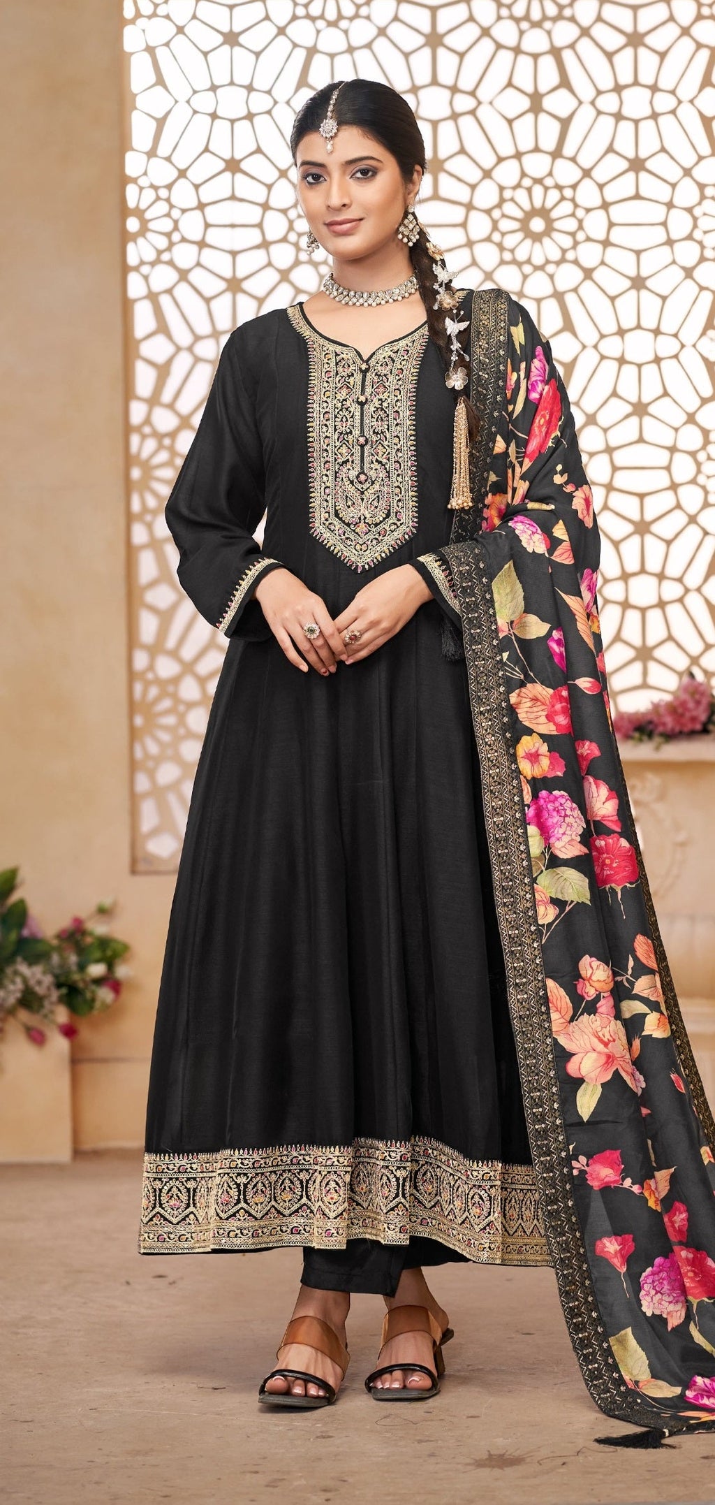 Anaita Black Vichitra Silk Sequence Embroidered Salwar Suit - Distacart