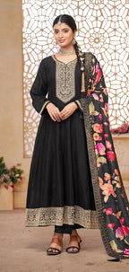 Anaita Black Vichitra Silk Sequence Embroidered Salwar Suit - Distacart